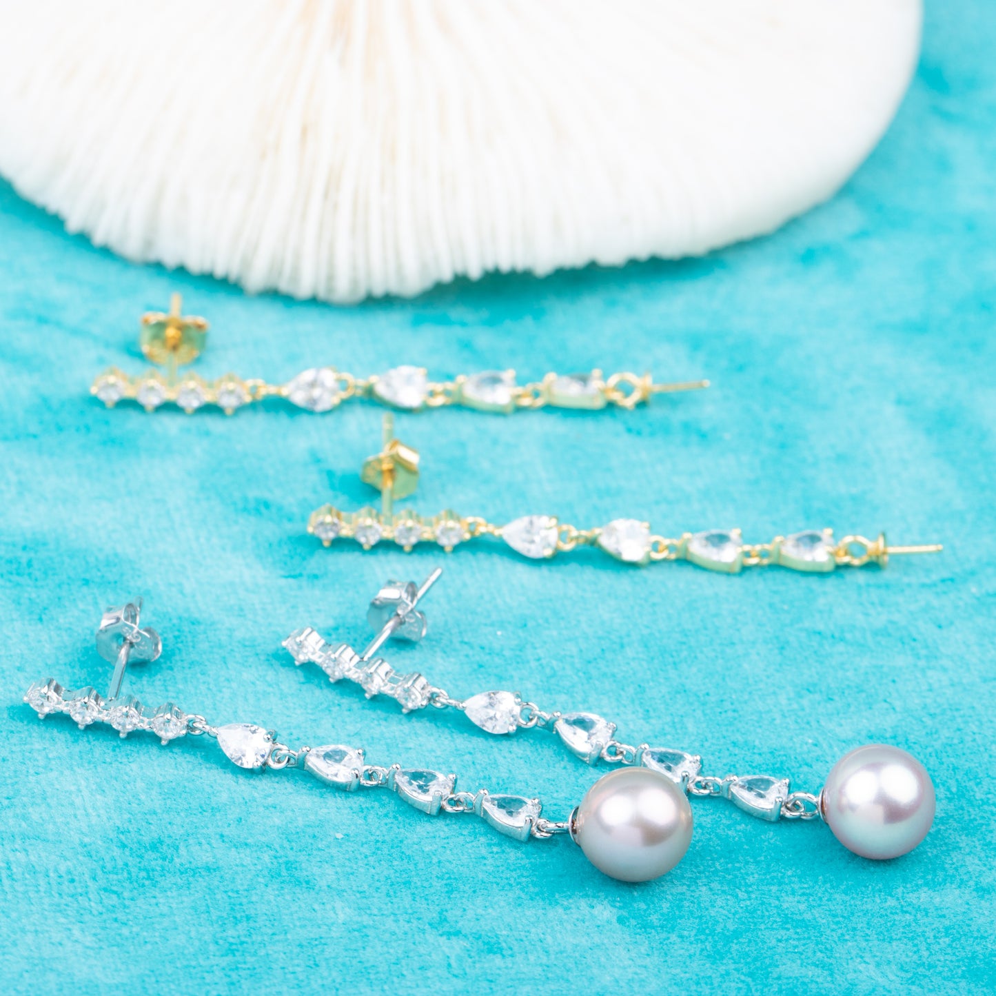 e010818 S925 pearl earring 925 sterling silver DIY 7-8mm Natural Freshwater pearl stud earring for women