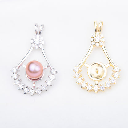 P010908 DIY 7-9mm Natural Freshwater pearl pendant accessory 925 sterling silver engagement jewelry necklace for women