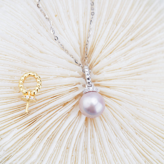 P011027 DIY 6-8mm Natural Freshwater pearl pendant accessory 925 sterling silver engagement jewelry necklace for women