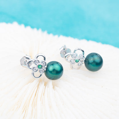 e010750 S925 pearl earring 925 sterling silver DIY 7-8mm Natural Freshwater pearl stud earring for women