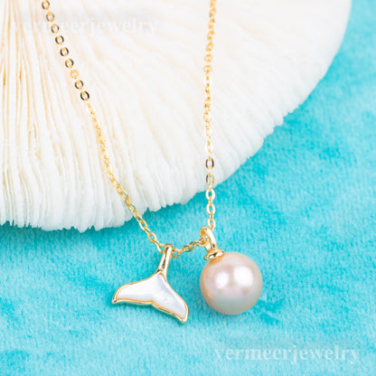 p010943 DIY 7-9mm Natural Freshwater pearl pendant with chain 925 sterling silver engagement jewelry necklace for women