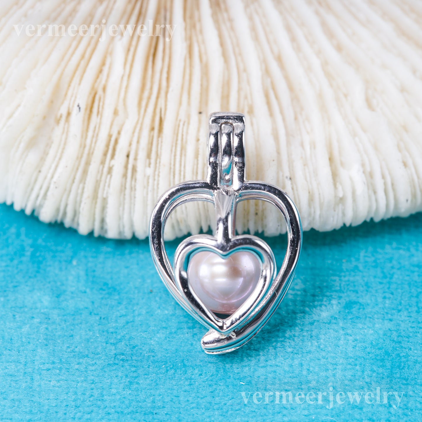 C030133 sterling silver Freshwater pearl cage pendant necklace jewelry locket for pearl party