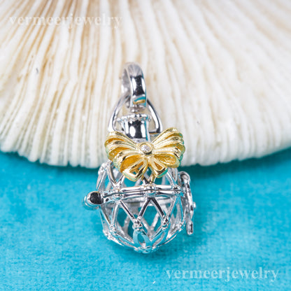 C030136 sterling silver Freshwater pearl cage pendant necklace jewelry locket for pearl party