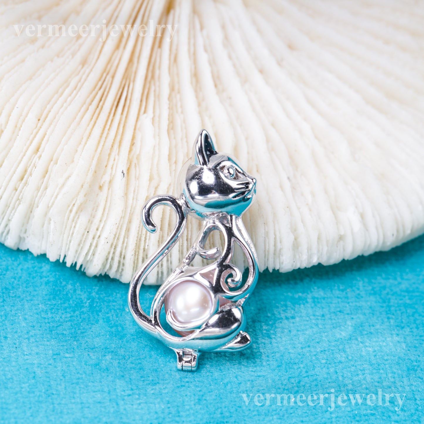 C030137 sterling silver Freshwater pearl cage pendant necklace jewelry locket for pearl party