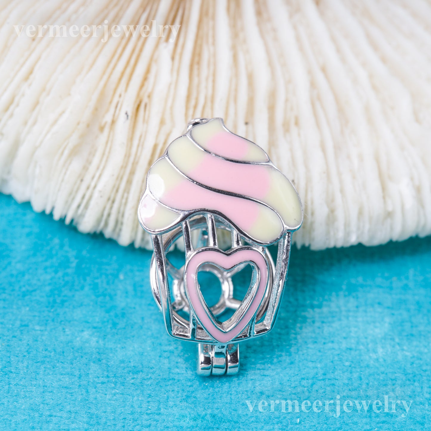 C030140 sterling silver Freshwater pearl cage pendant necklace jewelry locket for pearl party