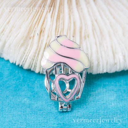 C030140 sterling silver Freshwater pearl cage pendant necklace jewelry locket for pearl party