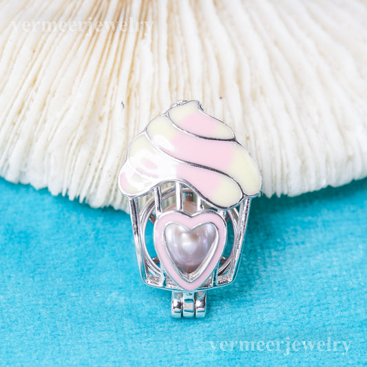 C030140 sterling silver Freshwater pearl cage pendant necklace jewelry locket for pearl party