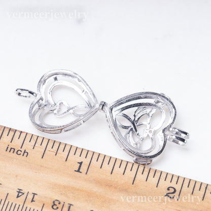 C030141 sterling silver Freshwater pearl cage pendant necklace jewelry locket for pearl party