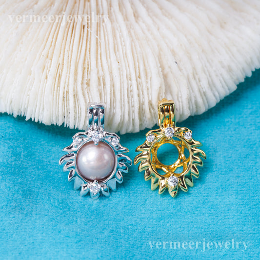 C030142 sterling silver Freshwater pearl cage pendant necklace jewelry locket for pearl party