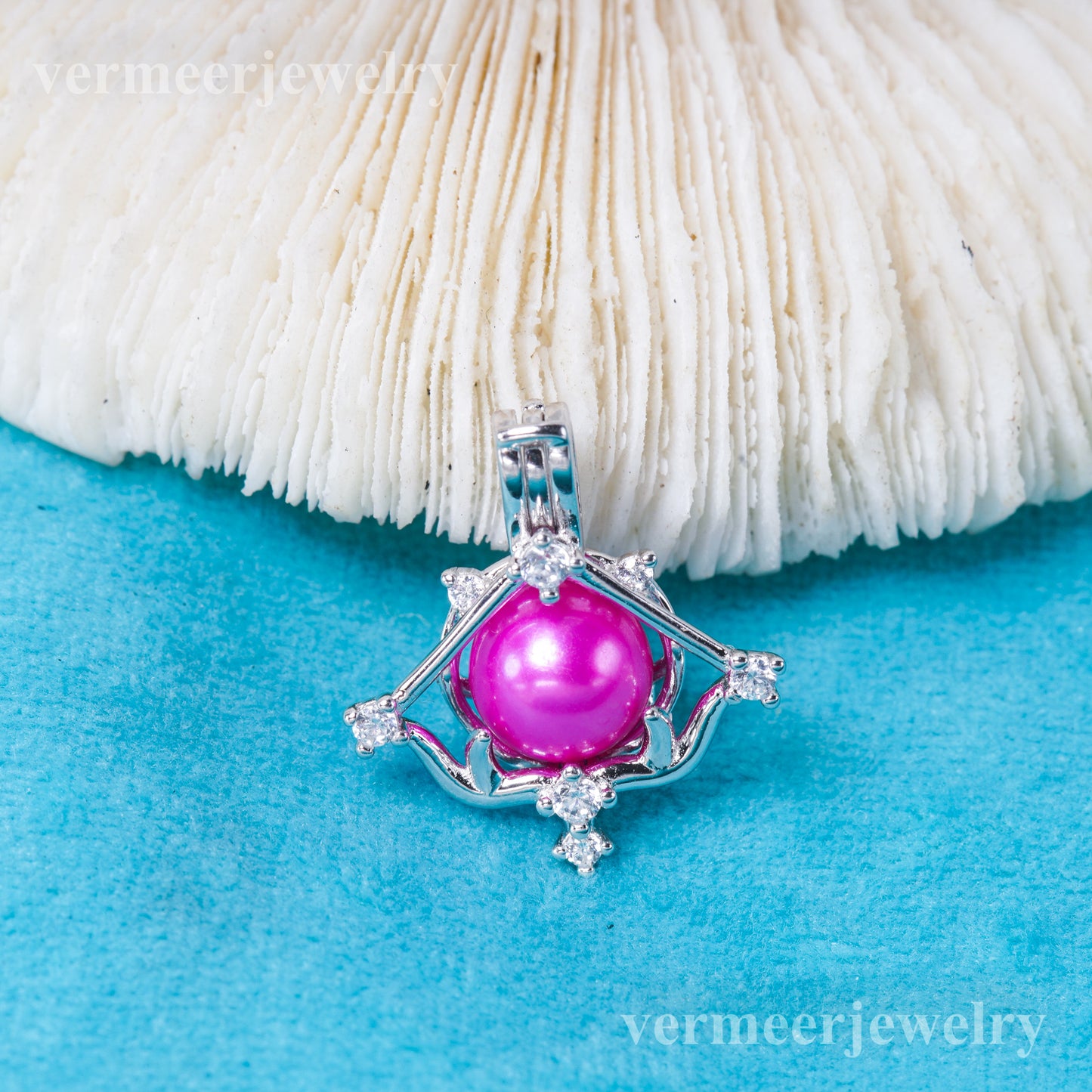 C030143 sterling silver Freshwater pearl cage pendant necklace jewelry locket for pearl party