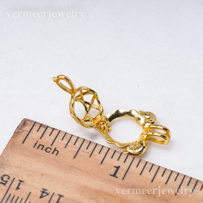 C030144 sterling silver Freshwater pearl cage pendant necklace jewelry locket for pearl party