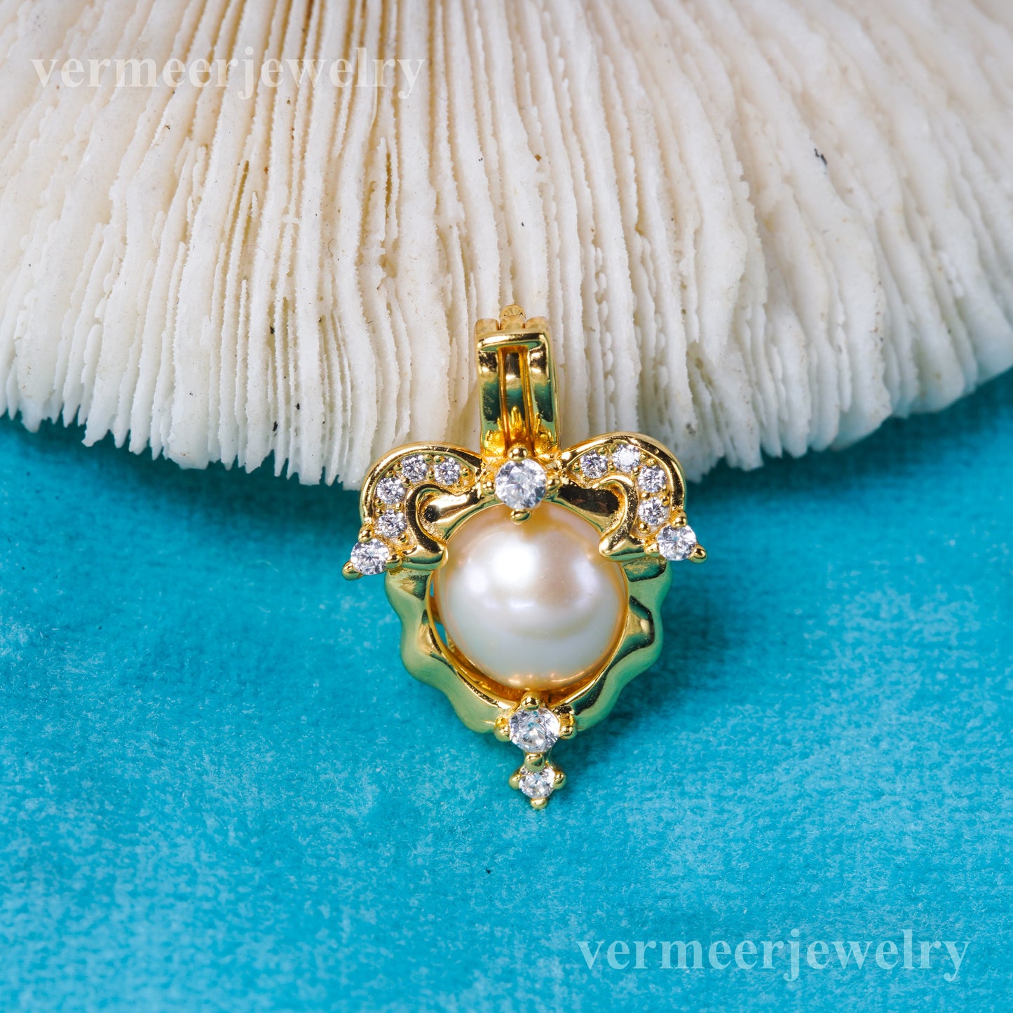 C030144 sterling silver Freshwater pearl cage pendant necklace jewelry locket for pearl party