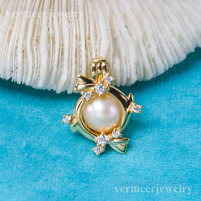 C030145 sterling silver Freshwater pearl cage pendant necklace jewelry locket for pearl party