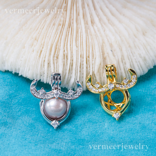 C030146 sterling silver Freshwater pearl cage pendant necklace jewelry locket for pearl party