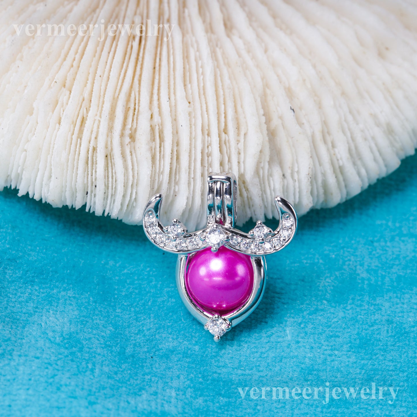 C030146 sterling silver Freshwater pearl cage pendant necklace jewelry locket for pearl party