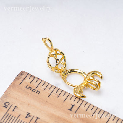 C030146 sterling silver Freshwater pearl cage pendant necklace jewelry locket for pearl party