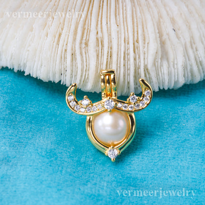 C030146 sterling silver Freshwater pearl cage pendant necklace jewelry locket for pearl party