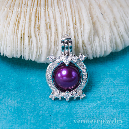 C030147 sterling silver Freshwater pearl cage pendant necklace jewelry locket for pearl party