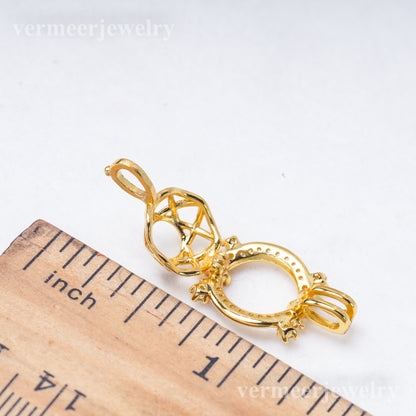 C030147 sterling silver Freshwater pearl cage pendant necklace jewelry locket for pearl party