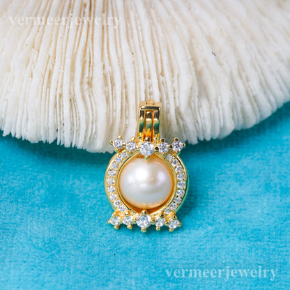 C030147 sterling silver Freshwater pearl cage pendant necklace jewelry locket for pearl party