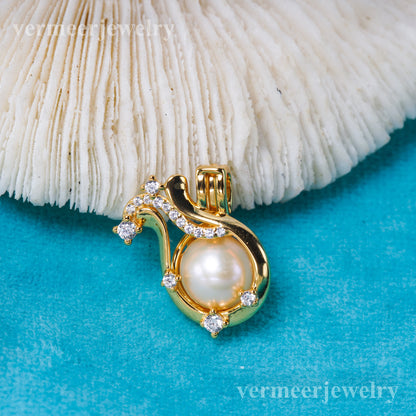 C030148 sterling silver Freshwater pearl cage pendant necklace jewelry locket for pearl party