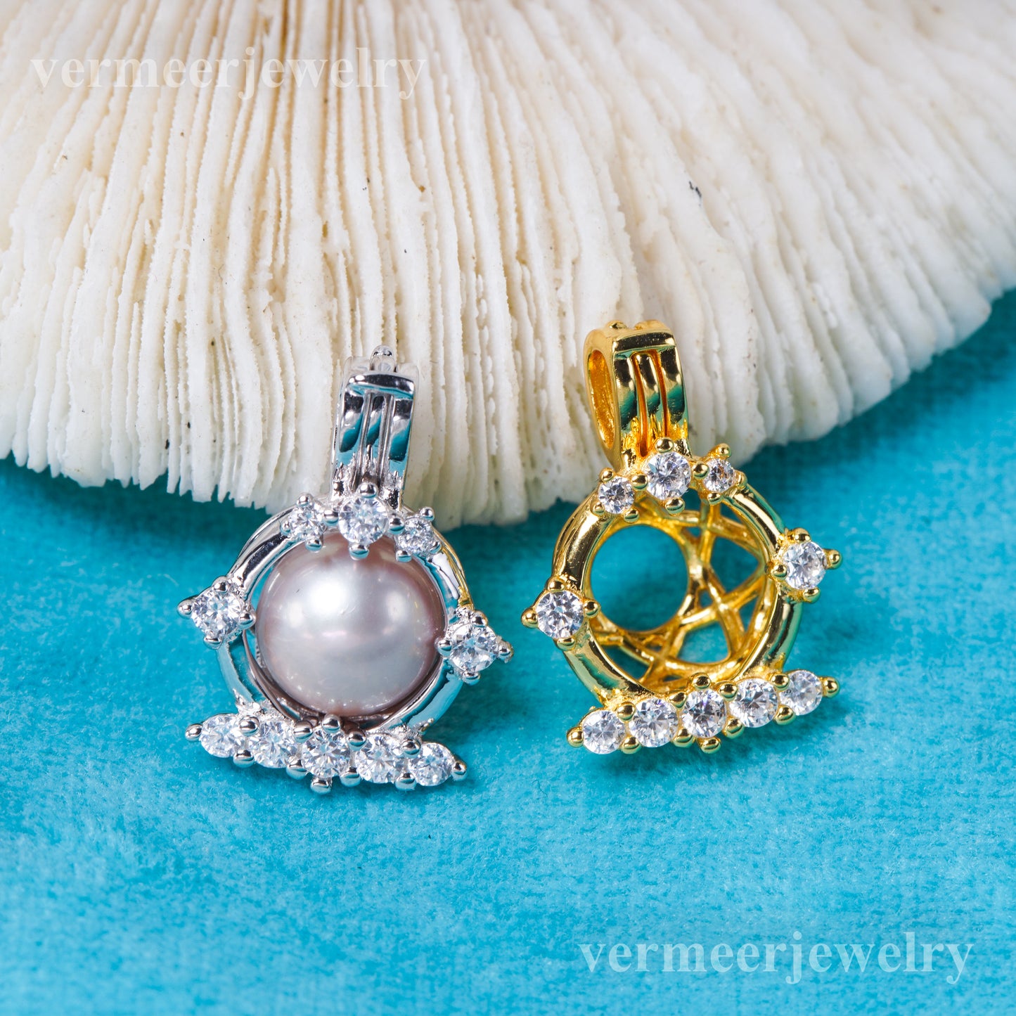 C030149 sterling silver Freshwater pearl cage pendant necklace jewelry locket for pearl party