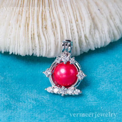 C030149 sterling silver Freshwater pearl cage pendant necklace jewelry locket for pearl party