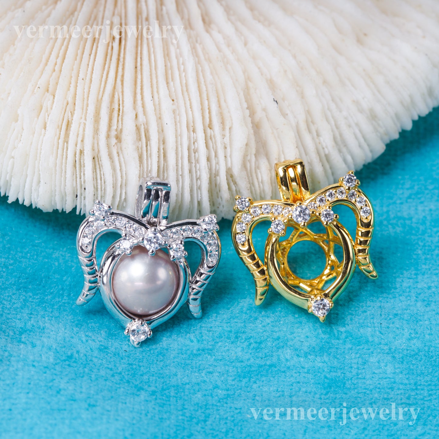 C030151 sterling silver Freshwater pearl cage pendant necklace jewelry locket for pearl party