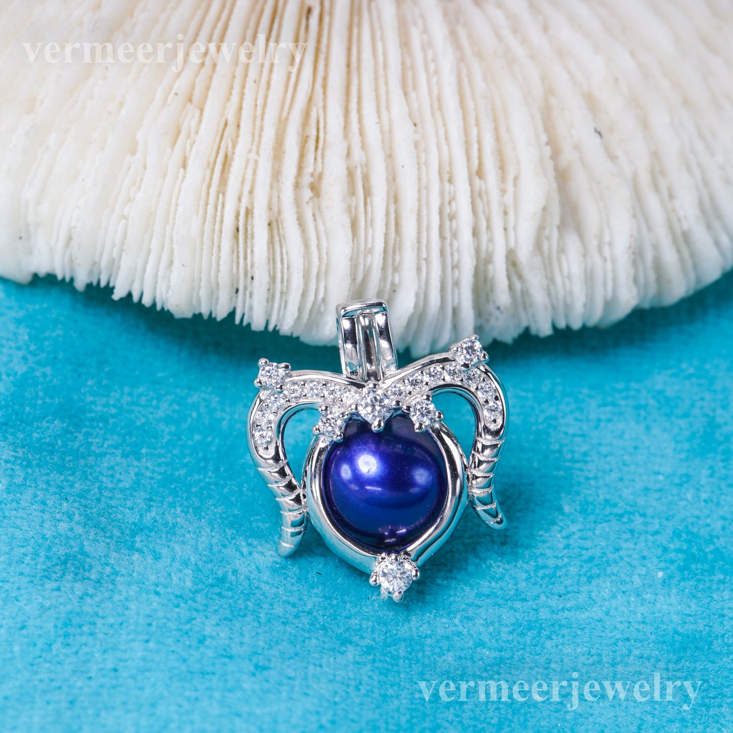 C030151 sterling silver Freshwater pearl cage pendant necklace jewelry locket for pearl party