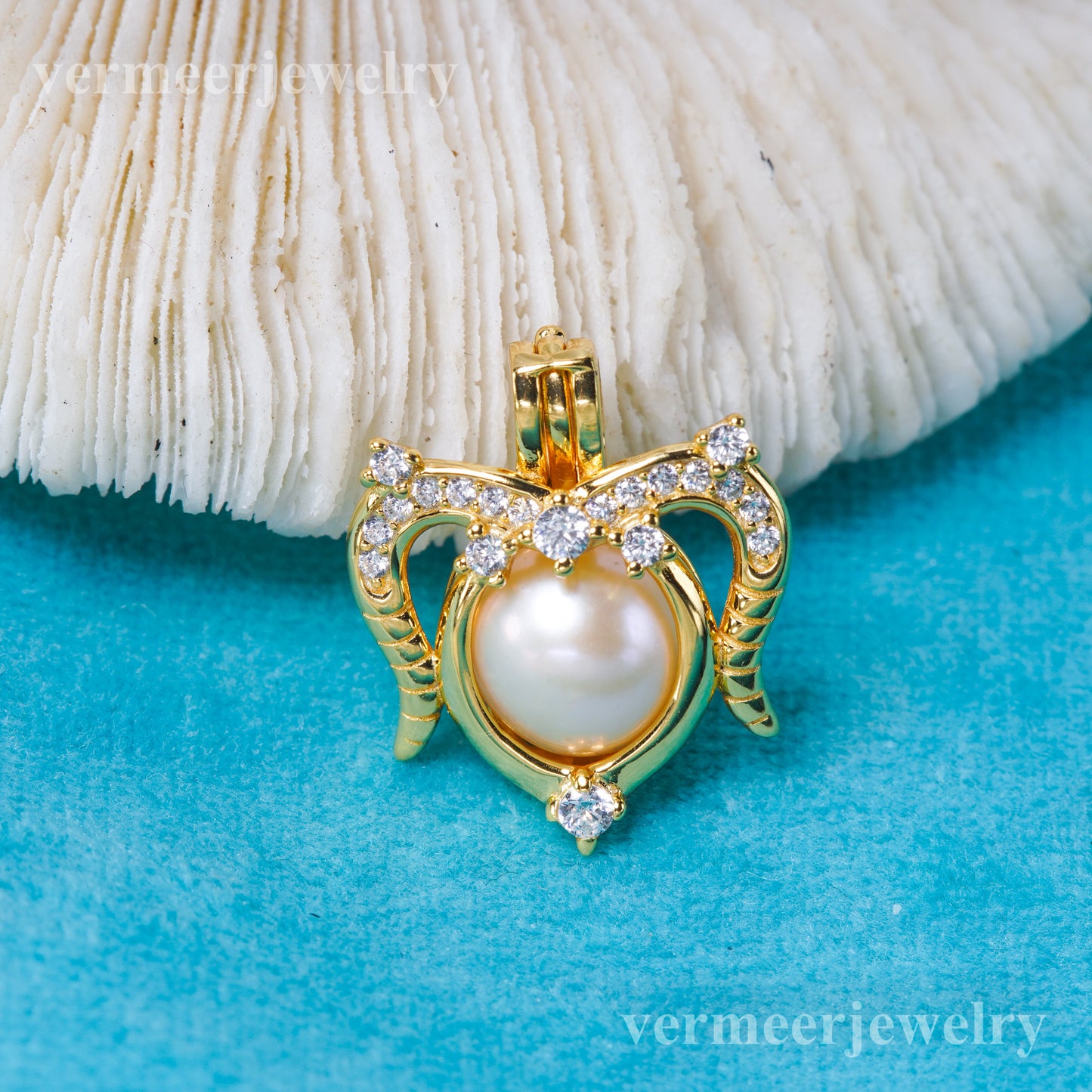 C030151 sterling silver Freshwater pearl cage pendant necklace jewelry locket for pearl party