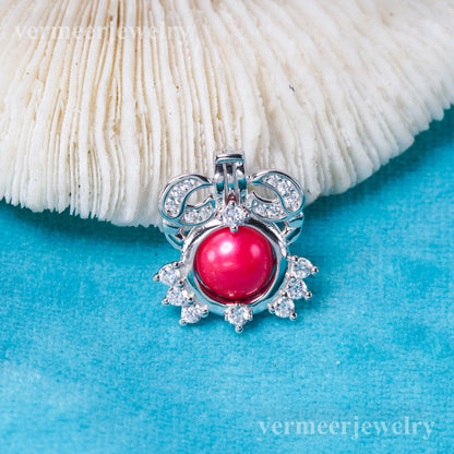 C030152 sterling silver Freshwater pearl cage pendant necklace jewelry locket for pearl party