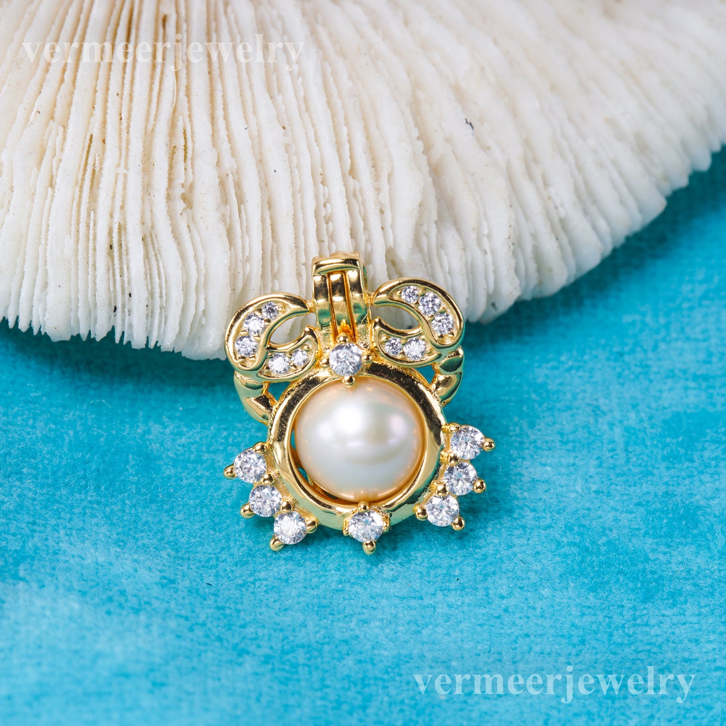 C030152 sterling silver Freshwater pearl cage pendant necklace jewelry locket for pearl party