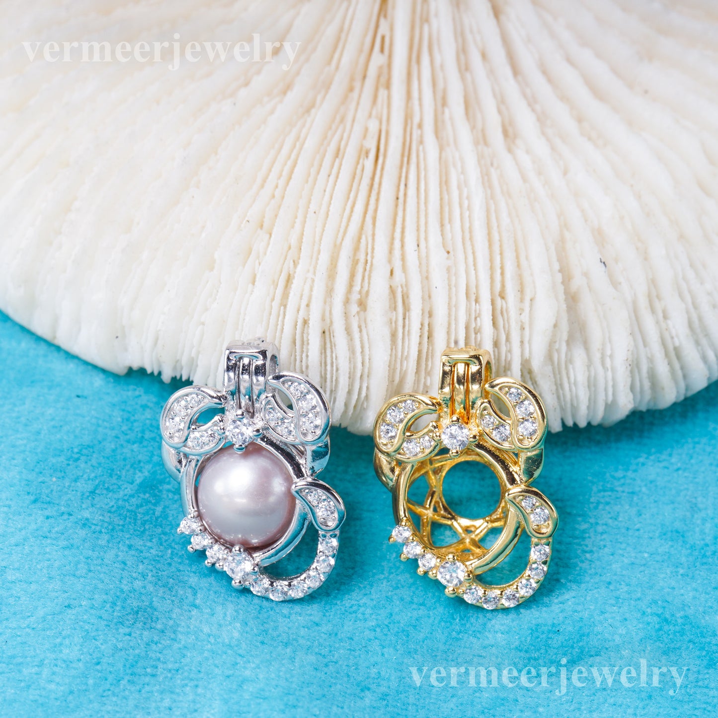 C030153 sterling silver Freshwater pearl cage pendant necklace jewelry locket for pearl party