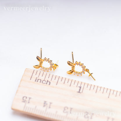 e010900 S925 pearl earring 925 sterling silver DIY 7-8mm Natural Freshwater pearl stud earring for women