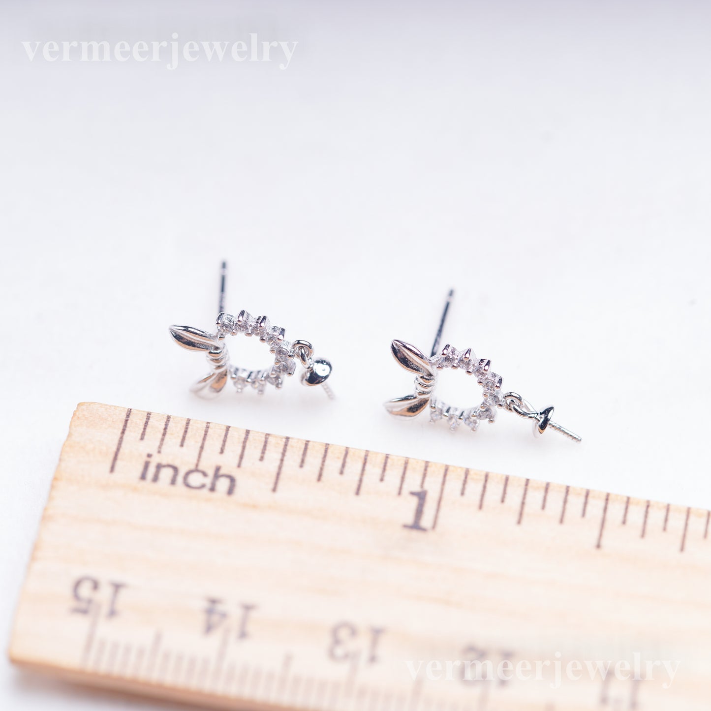 e010900 S925 pearl earring 925 sterling silver DIY 7-8mm Natural Freshwater pearl stud earring for women