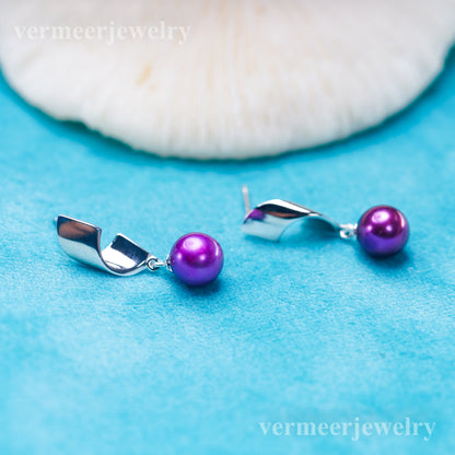 e010903 S925 pearl earring 925 sterling silver DIY 7-8mm Natural Freshwater pearl stud earring for women