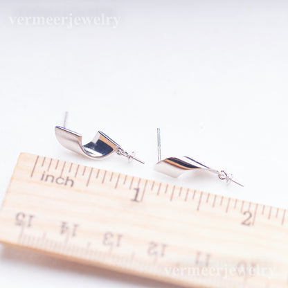 e010903 S925 pearl earring 925 sterling silver DIY 7-8mm Natural Freshwater pearl stud earring for women