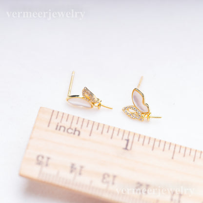 e010904 S925 pearl earring 925 sterling silver DIY 7-8mm Natural Freshwater pearl stud earring for women