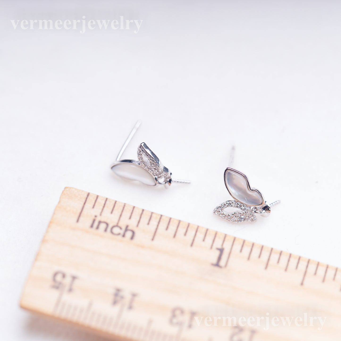 e010904 S925 pearl earring 925 sterling silver DIY 7-8mm Natural Freshwater pearl stud earring for women