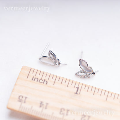 e010904 S925 pearl earring 925 sterling silver DIY 7-8mm Natural Freshwater pearl stud earring for women