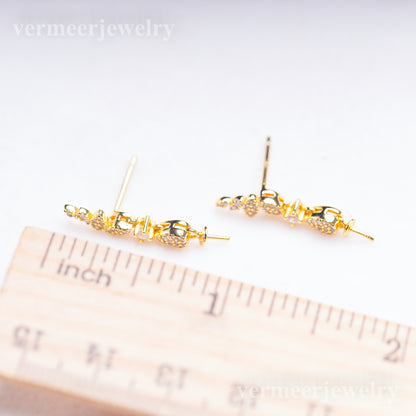 e010906 S925 pearl earring 925 sterling silver DIY 7-8mm Natural Freshwater pearl stud earring for women