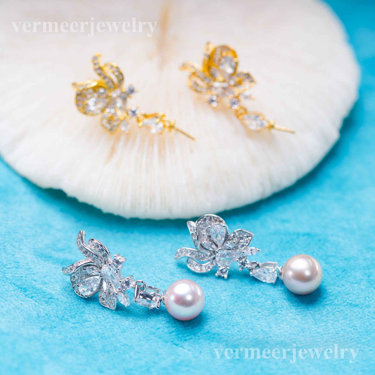 e010907 S925 pearl earring 925 sterling silver DIY 7-8mm Natural Freshwater pearl stud earring for women