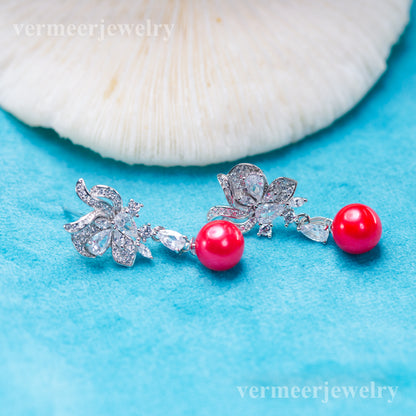 e010907 S925 pearl earring 925 sterling silver DIY 7-8mm Natural Freshwater pearl stud earring for women