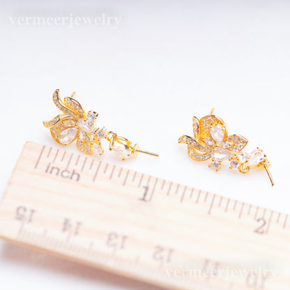 e010907 S925 pearl earring 925 sterling silver DIY 7-8mm Natural Freshwater pearl stud earring for women