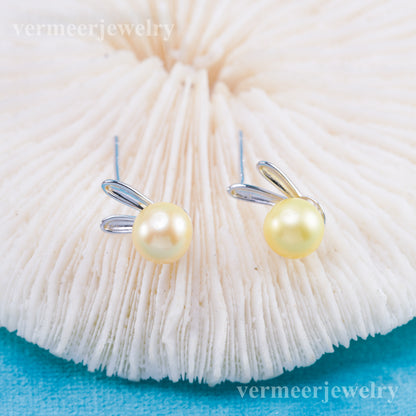 e010910 S925 pearl earring 925 sterling silver DIY 7-8mm Natural Freshwater pearl stud earring for women
