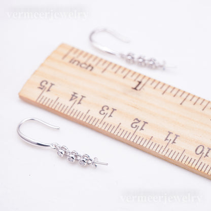 e010911 S925 pearl earring 925 sterling silver DIY 7-8mm Natural Freshwater pearl stud earring for women