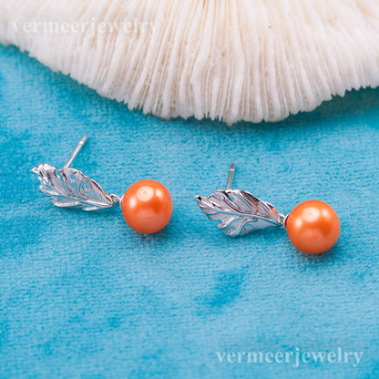 e010913 S925 pearl earring 925 sterling silver DIY 7-8mm Natural Freshwater pearl stud earring for women