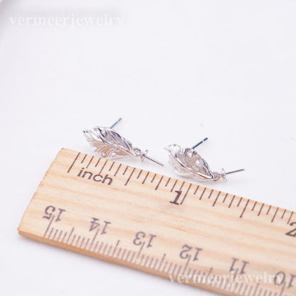 e010913 S925 pearl earring 925 sterling silver DIY 7-8mm Natural Freshwater pearl stud earring for women