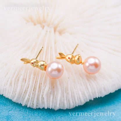 e010914 S925 pearl earring 925 sterling silver DIY 7-8mm Natural Freshwater pearl stud earring for women