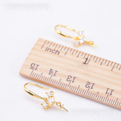 e010915 S925 pearl earring 925 sterling silver DIY 7-8mm Natural Freshwater pearl stud earring for women